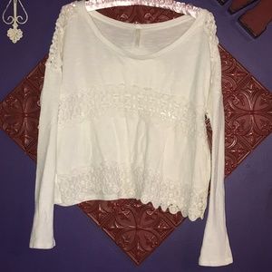 You are Not Alone Long Sleeve Cream & Lace Shirt